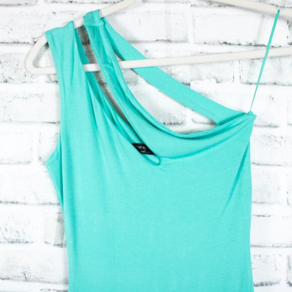 Naked Wardrobe Blue One Shoulder Cut Out Bodycon Mini Dress Medium Party Teal - Picture 5 of 10